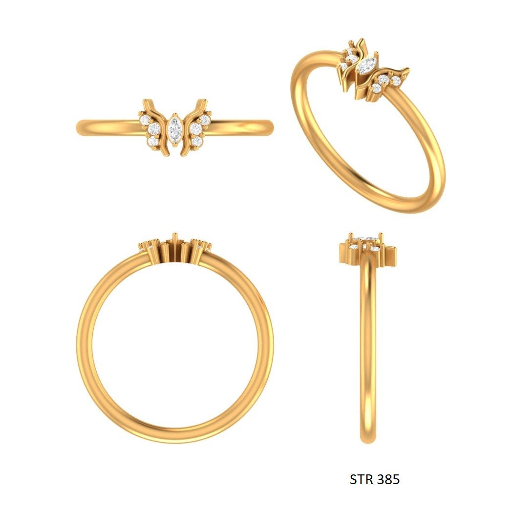 Lab Created CVD Diamond Butterfly Gold Ring for her