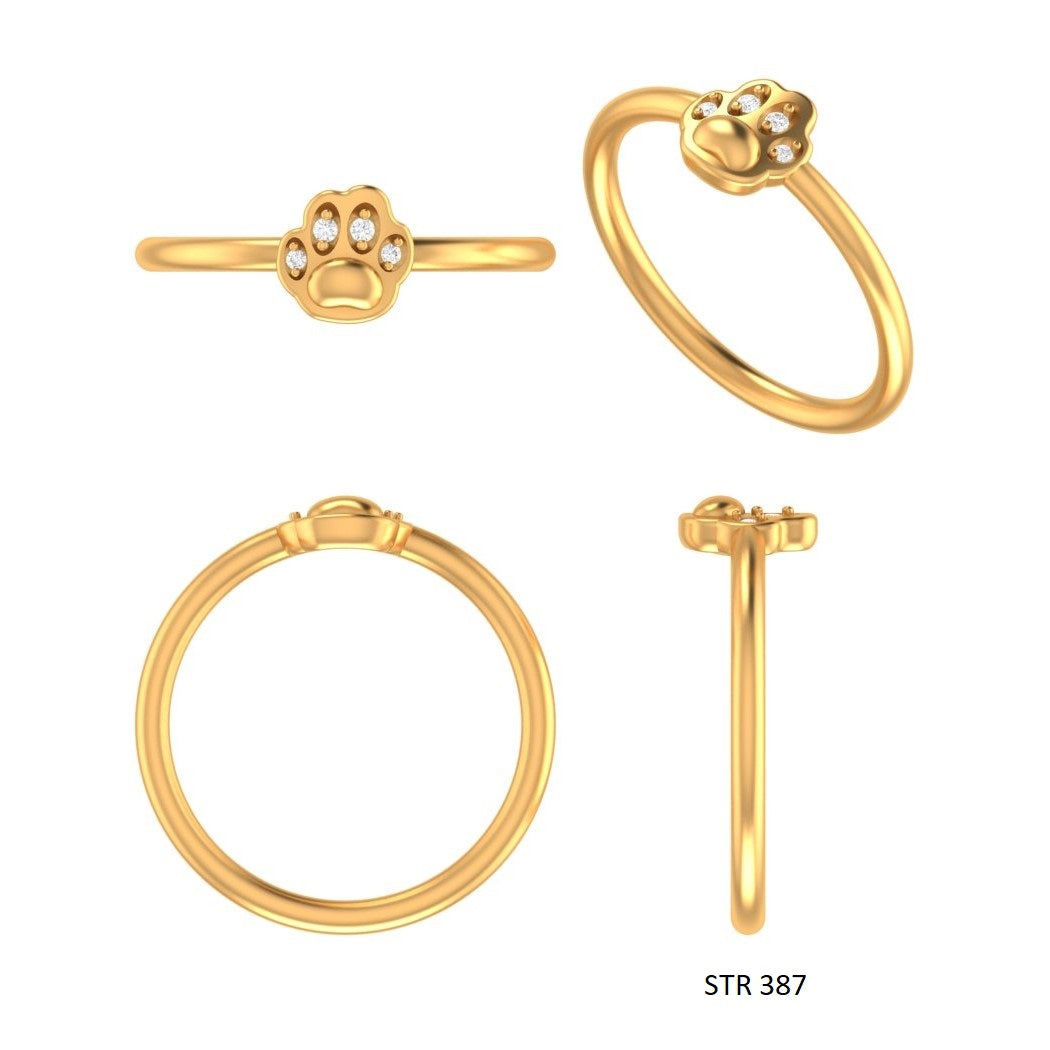 Solid Gold natural Diamond Dogs Paw Ring