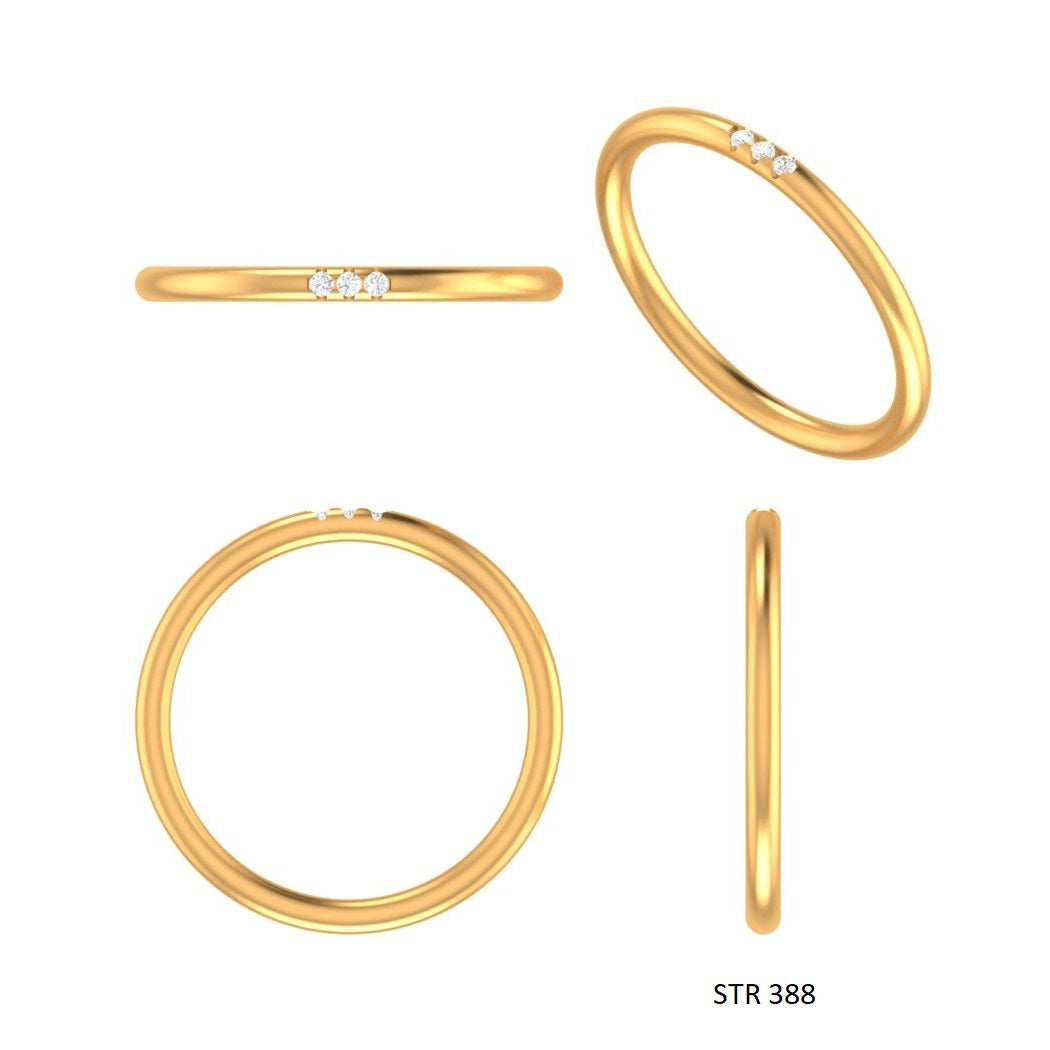 Solid Gold Flush Set Three Diamond Ring