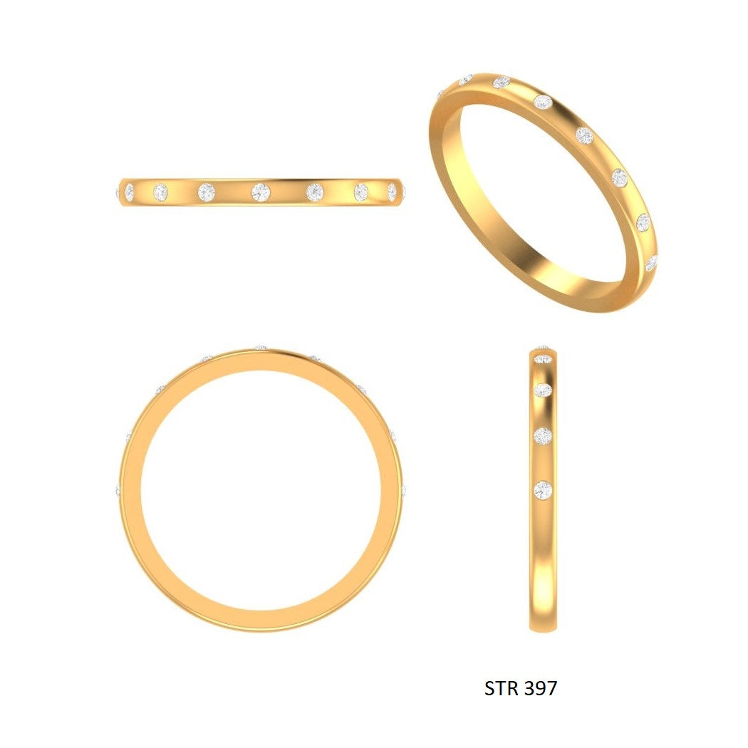 Minimalist Solid Gold Flush Natural Diamond Ring