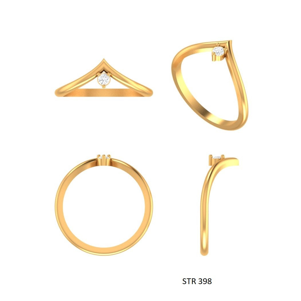 Natural Diamond Mono Stone Deep V Ring