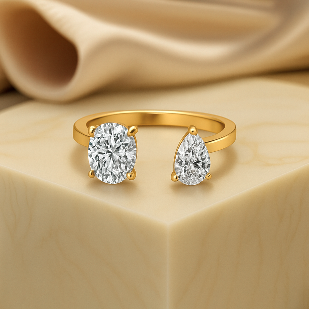 Adjustable Toi Et Moi Moissanite Engagement Ring for her