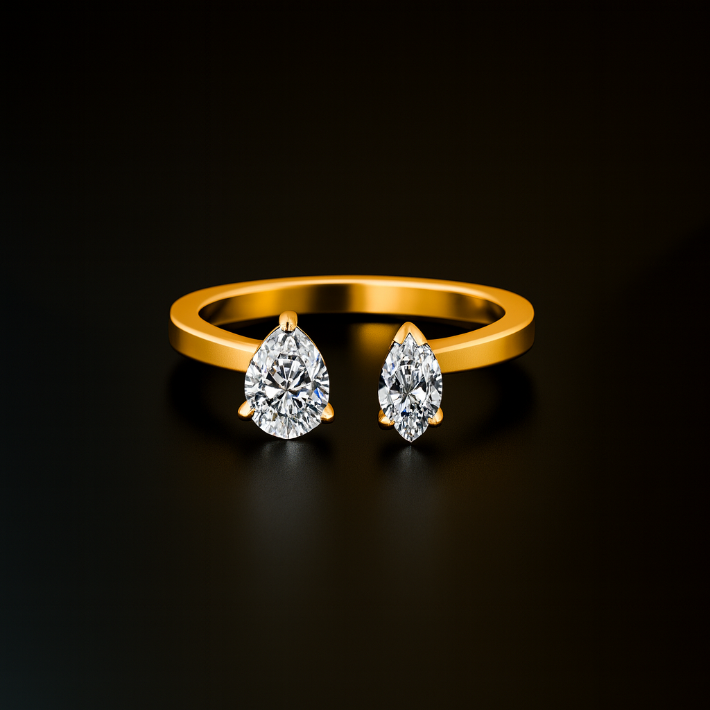 Toi Et Moi Pear Cut and Marquise Cut Engagement Ring