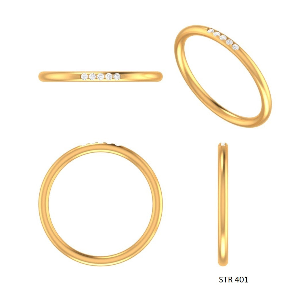 Solid Gold Pave Set Five Diamond Ring