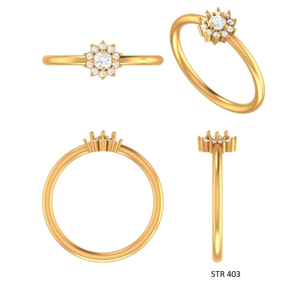 Solid Gold CVD Diamond Dainty Flower Minimalist Ring