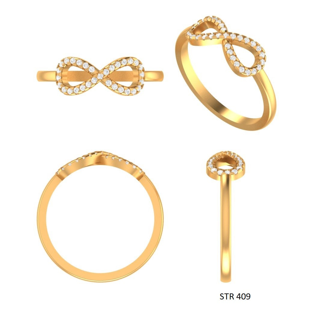 Solid Gold Natural Diamond Infinity Love Ring