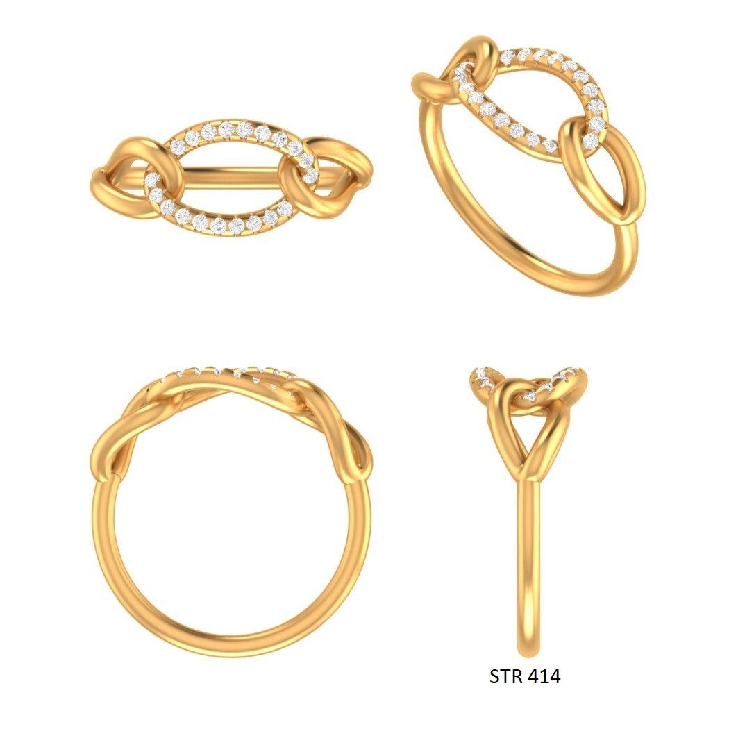 Solid Gold Cuban Link Diamond Ring