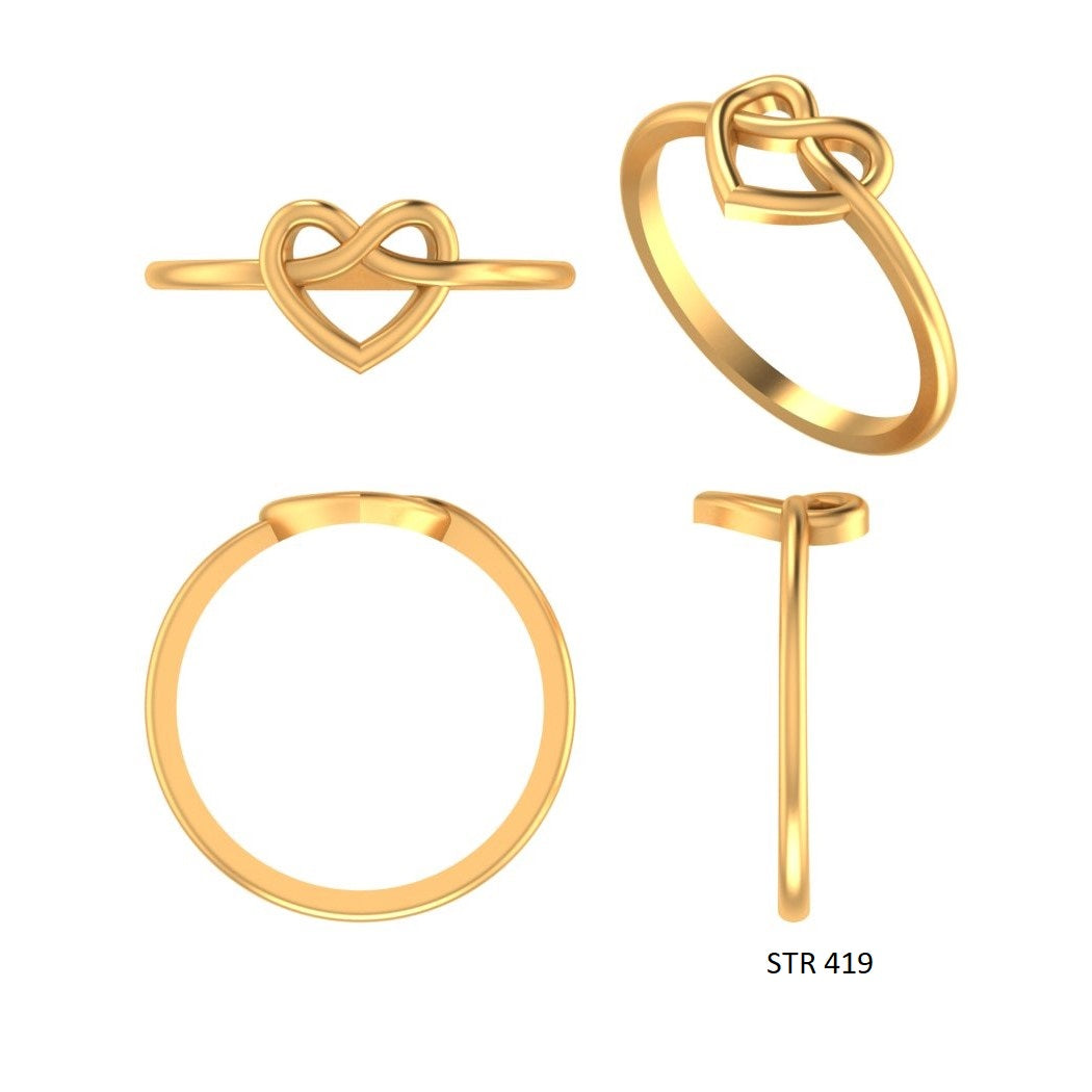 14K Solid Gold Infinity Heart Ring