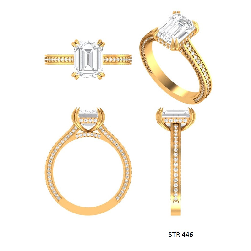 2 Ct Emerald Moissanite Proposal Ring