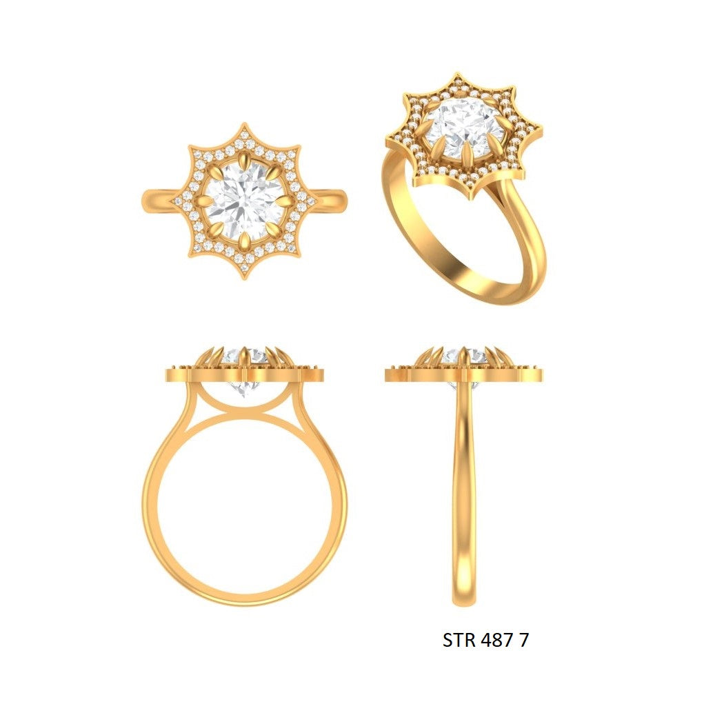 VVS Moissanite Solitaire Diamond Halo Ring