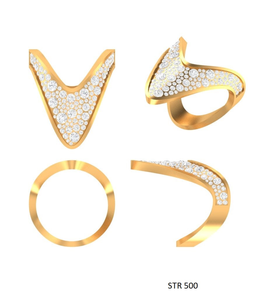 CVD Diamond Boomerang Vanki Gold Ring