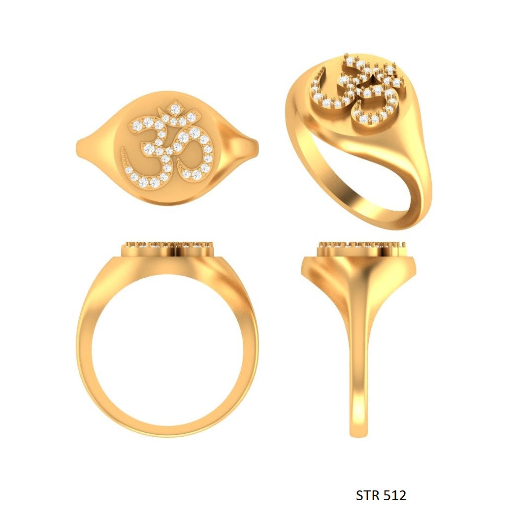 Natural Diamond Signet OM Yoga Ring
