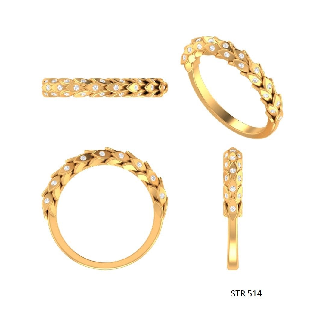 Solid Gold Layering Natural Diamond Ring