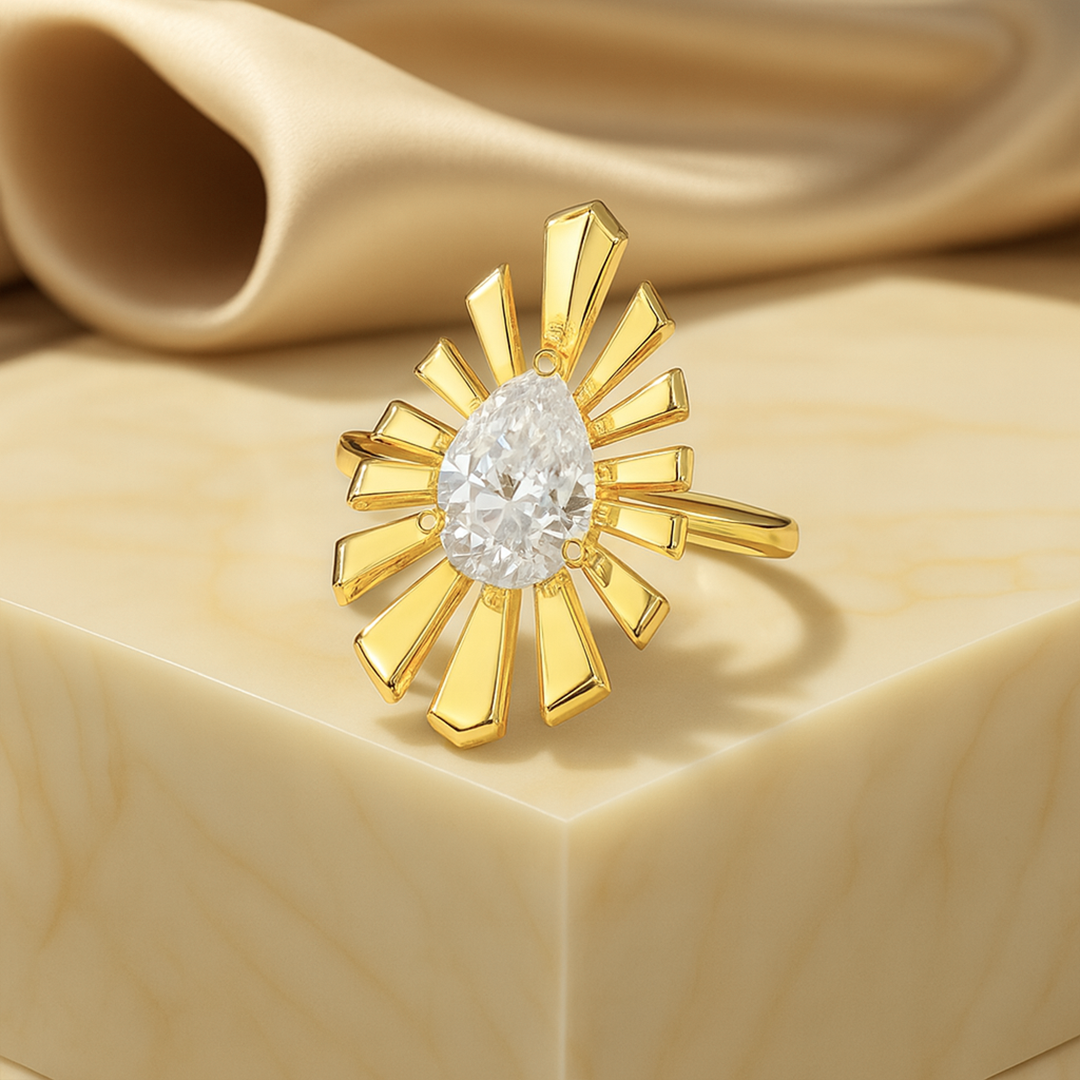 1.50 CT IGI Certified Pear Cut Lab Grown Diamond Ring