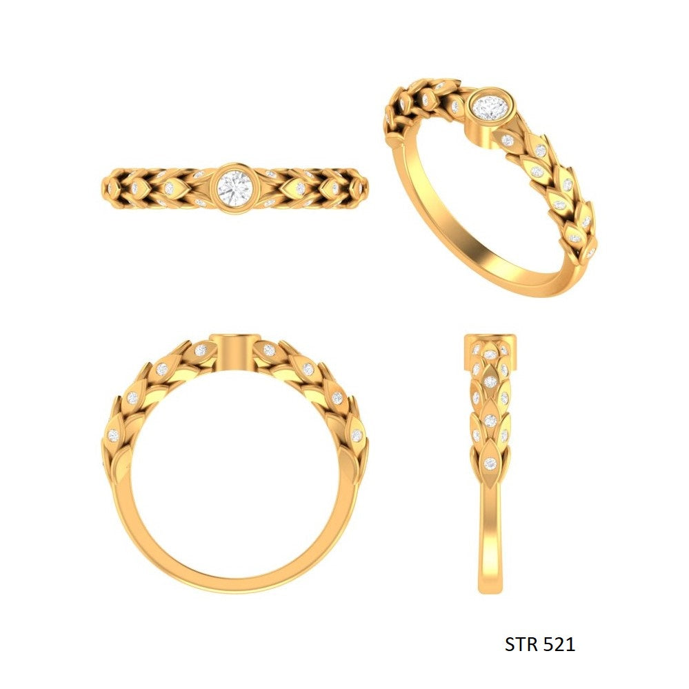 14K Gold Wheat Triticum Dainty Ring