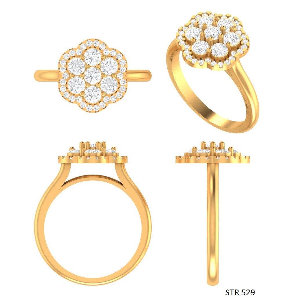 VVS Moissanite Cluster Diamond Halo Ring