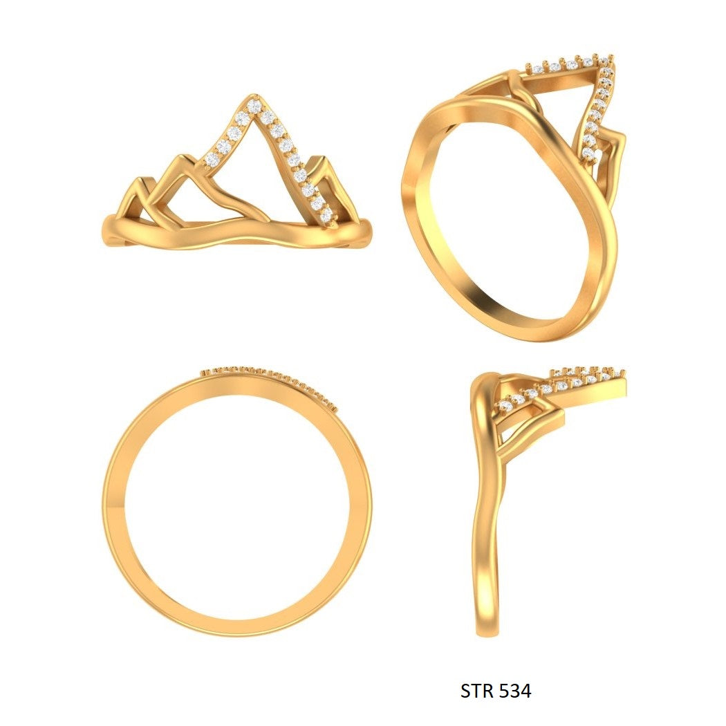 Solid Gold Mountain Diamond Ring