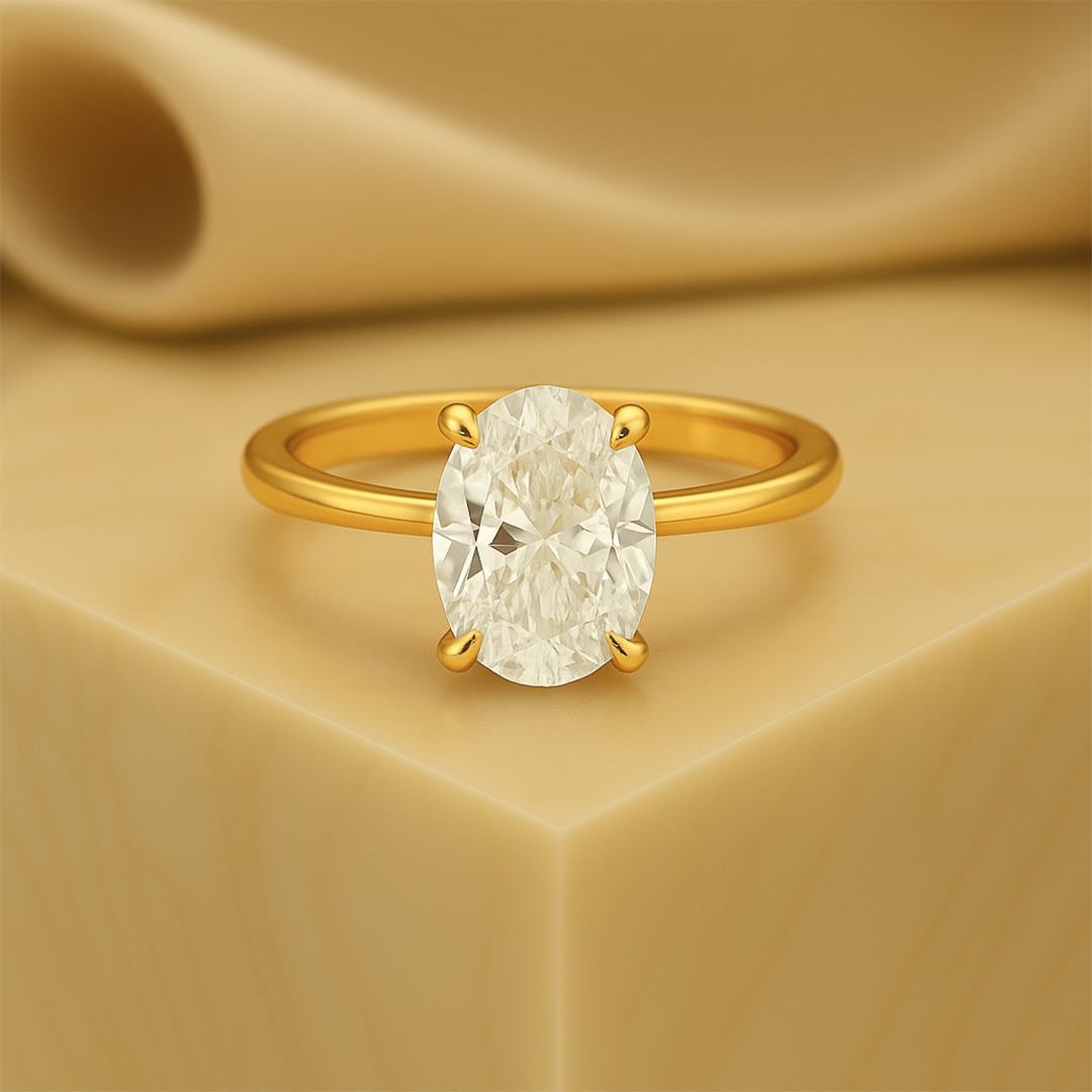 3.00 Ct IGI Certified Oval Cut Lab Grown Diamond Hidden Halo Ring