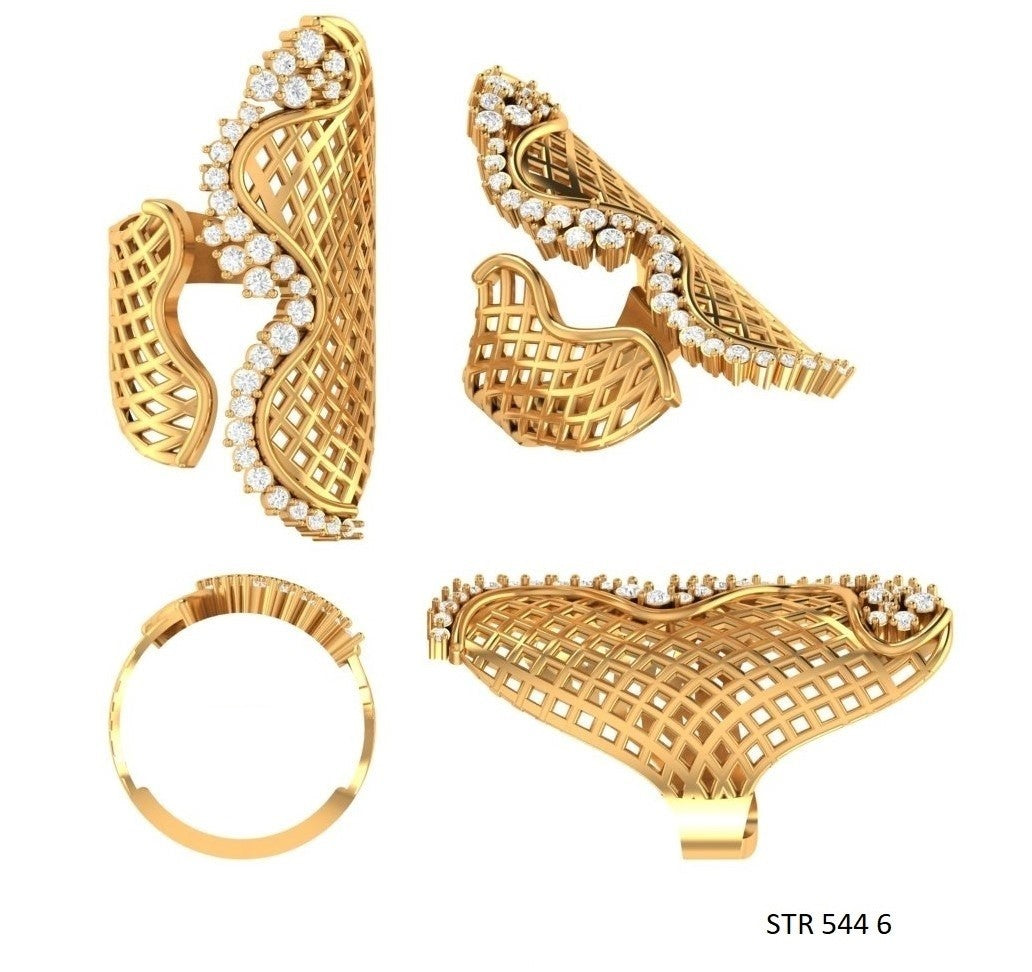 14K Solid Gold Unique Designer Natural Diamond Ring