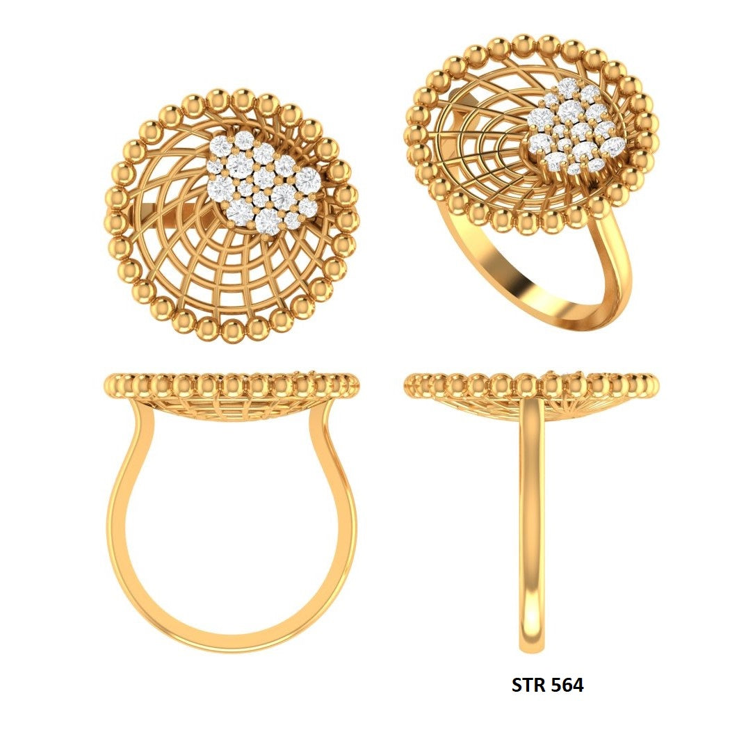 14K Solid Gold Unique Designer Bird Nest Diamond Ring