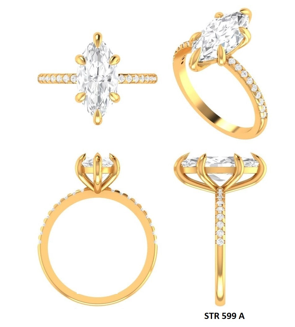 Marquise Cut IGI Certified Lab Diamond Hidden Halo Engagement Ring