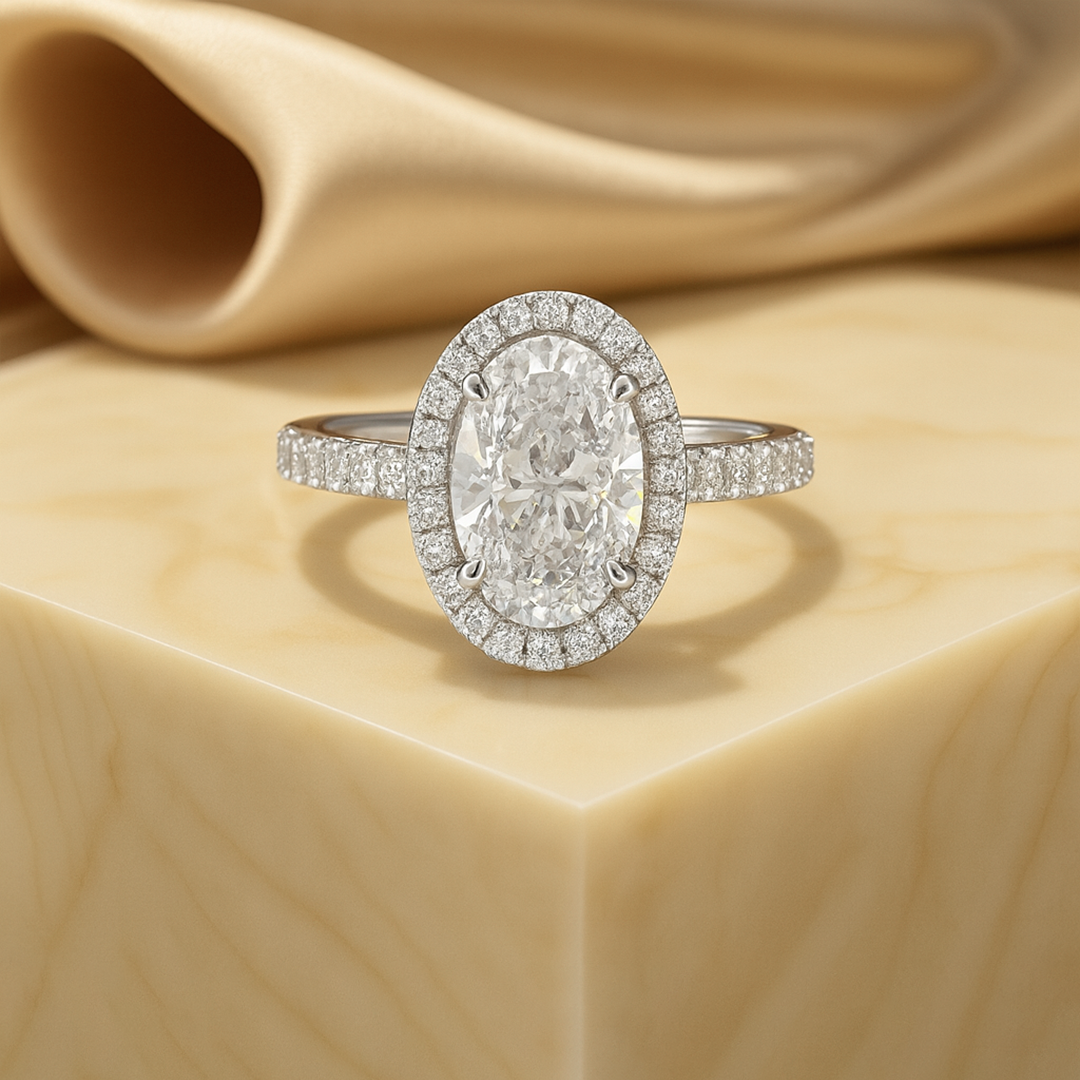 3.00 Ct IGI Certified Oval Cut White Gold lab Grown Diamond Engagement Ring