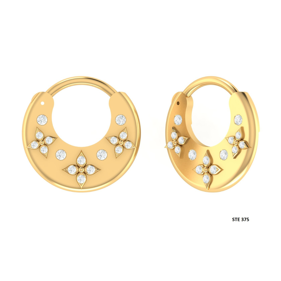 Natural Diamond Solid Gold Septum Clicker Piercing