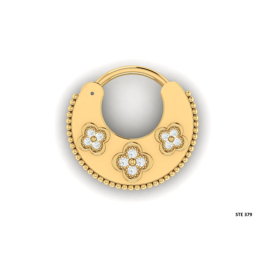 Natural Diamond Solid Gold Septum Clicker Piercing