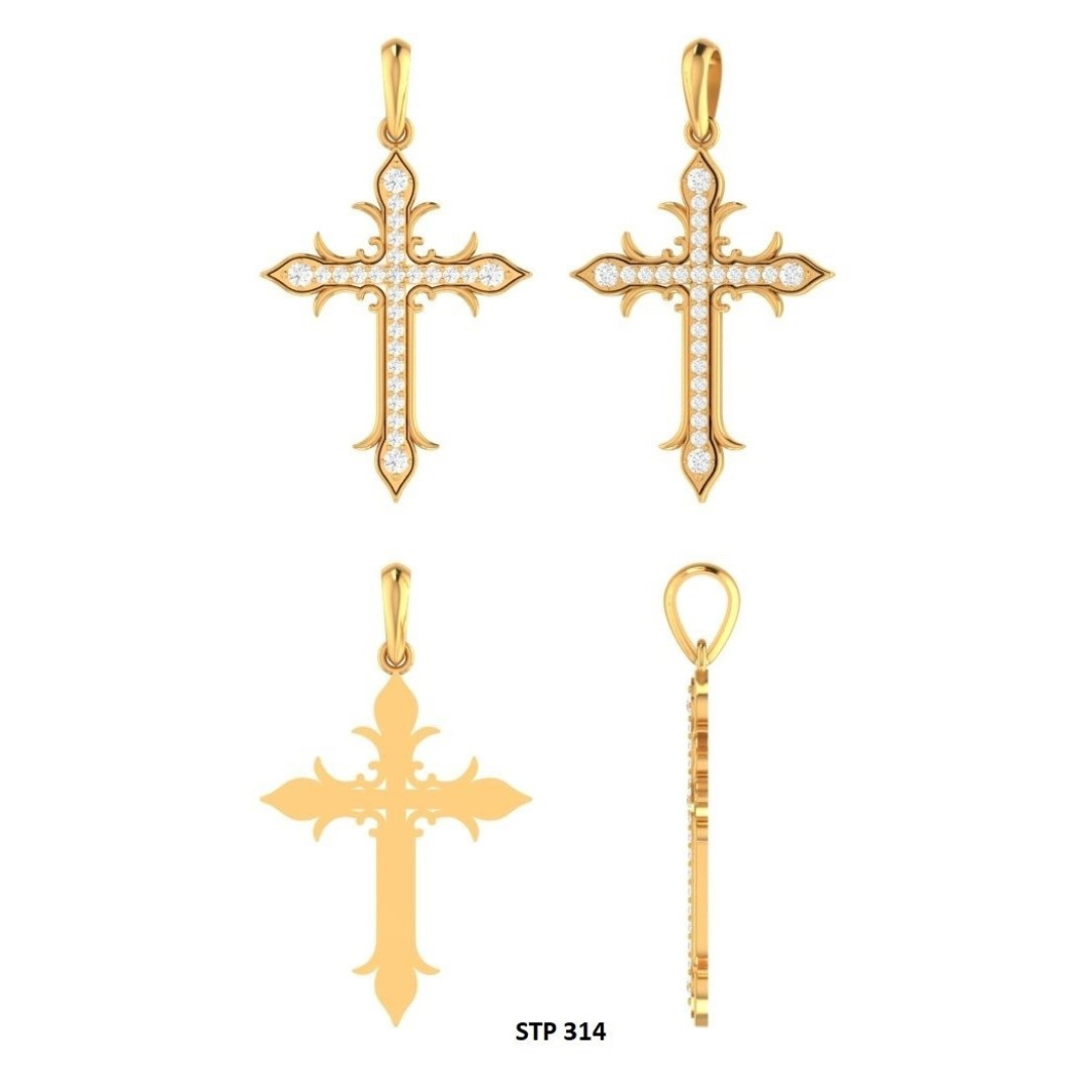 10K Solid Gold CVD Diamond Cross Pendant