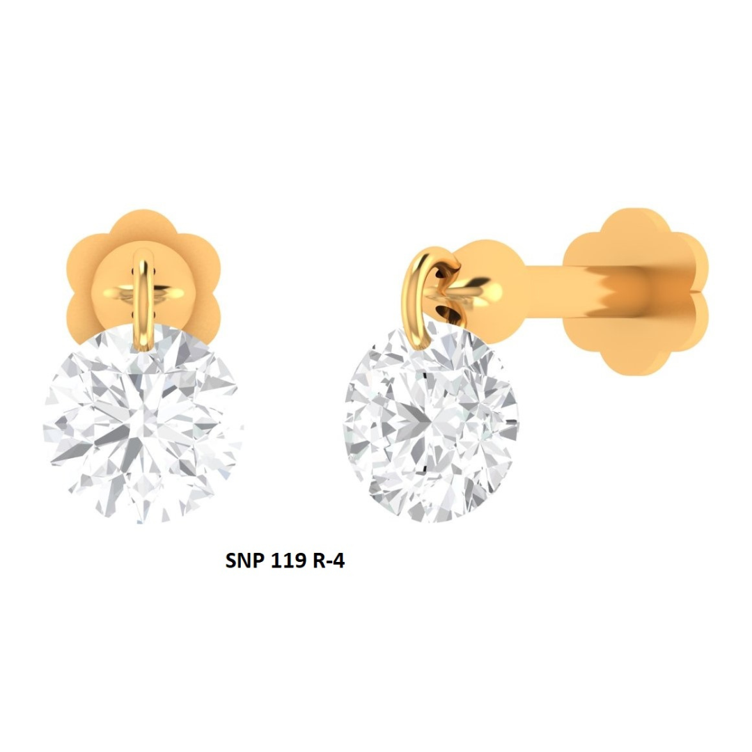 Floating Round Diamond Stud Earring