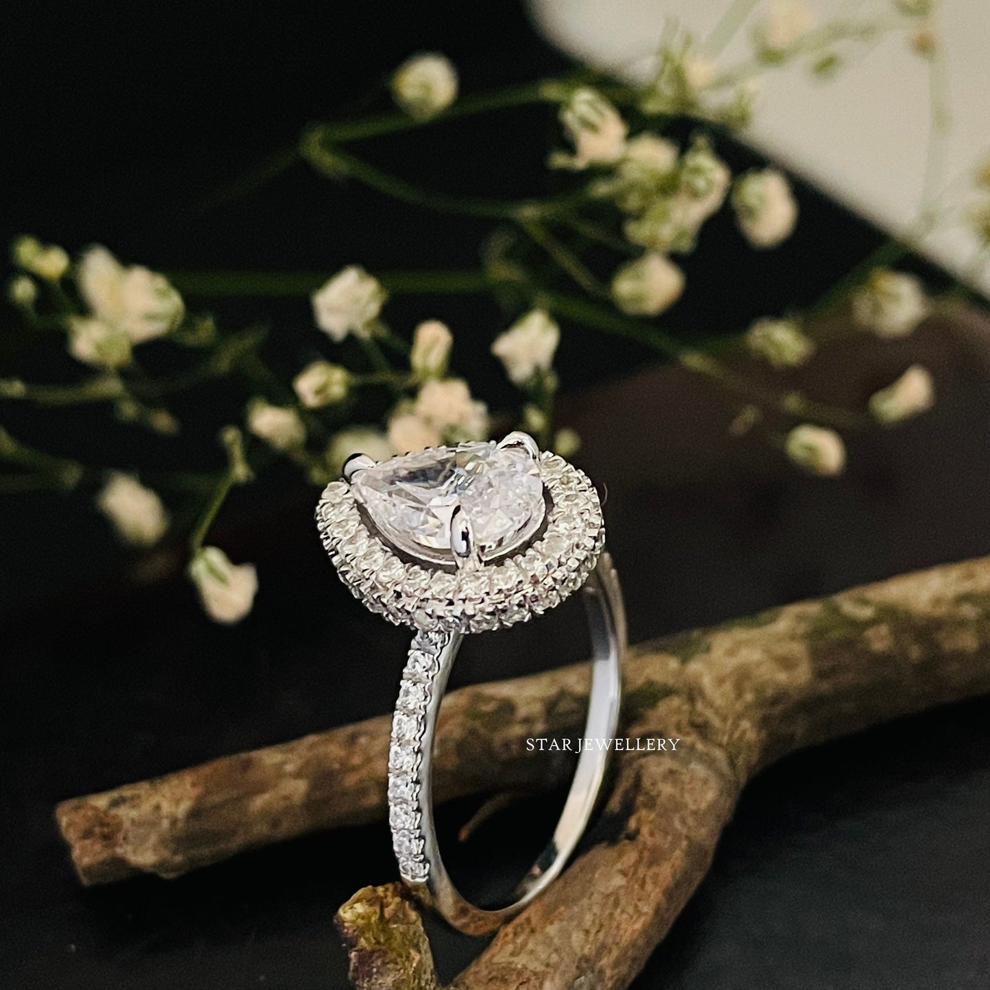 2.00 CT IGI Certified Pear Cut Lab Grown Diamond Ring