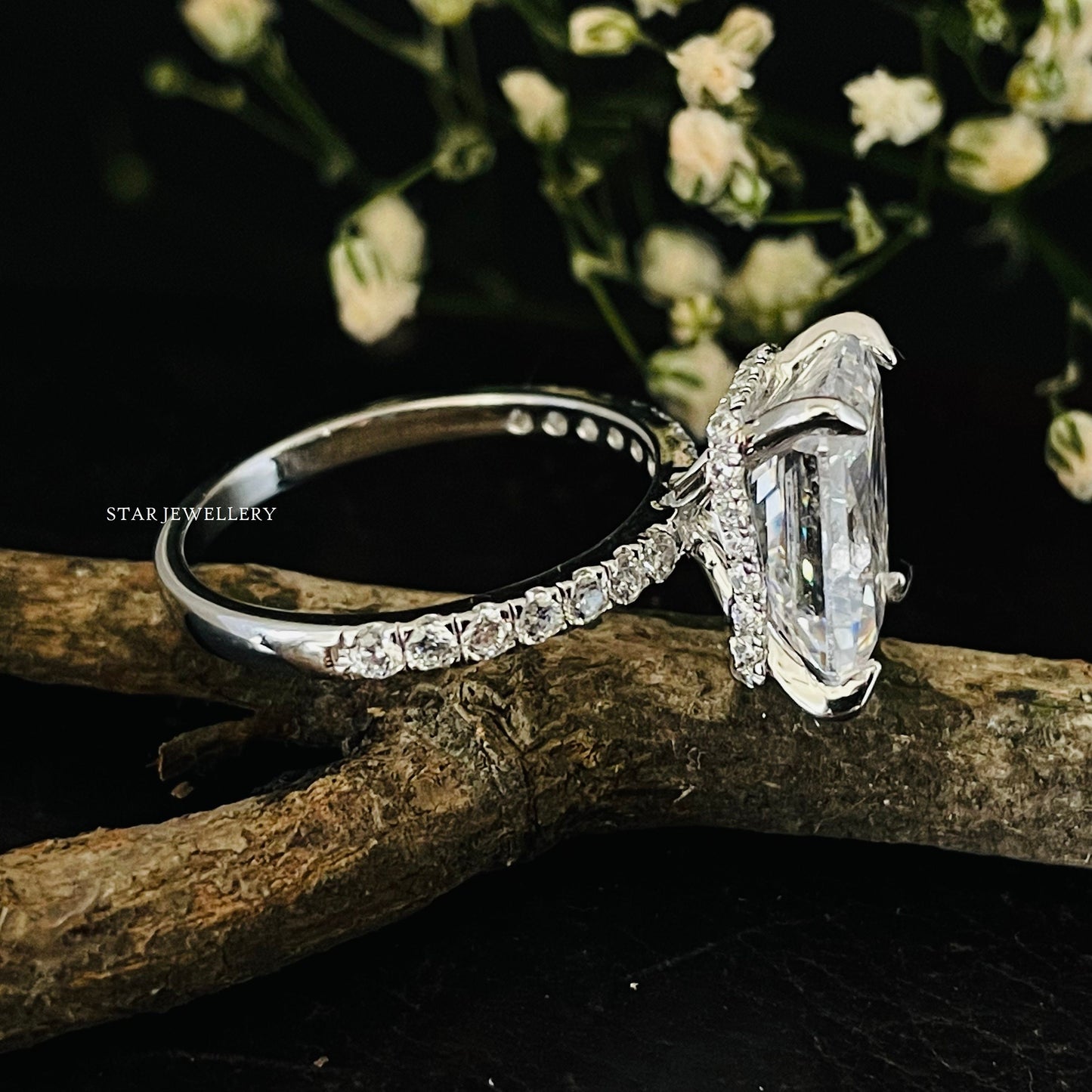14K Solid Gold 5.00 Ct Radiant Cut Moissanite Engagement Ring for her