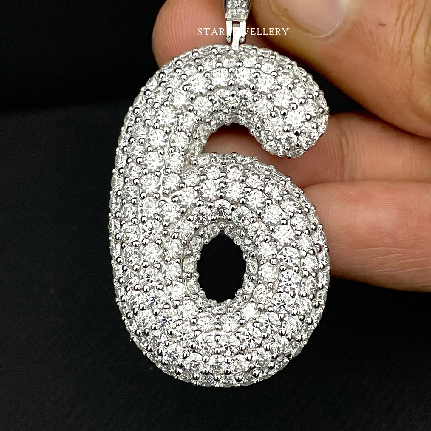 Icedout Moissanite Bubble Number Pendant