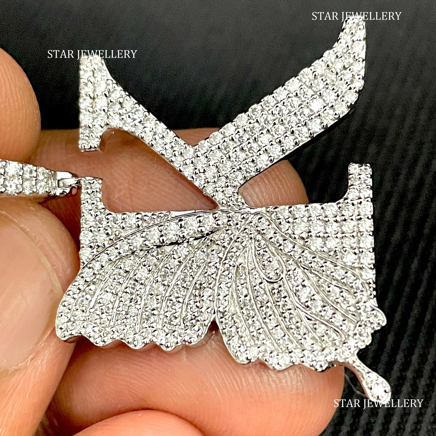 Diamond Letter Pendant with Butterfly Wings