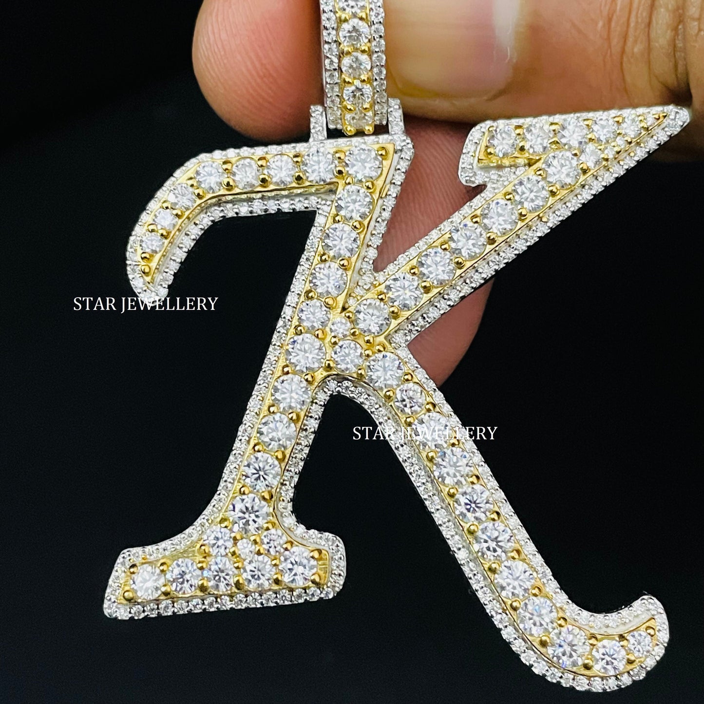 925 Sterling Silver VVS Moissanite Initial Letter Pendant