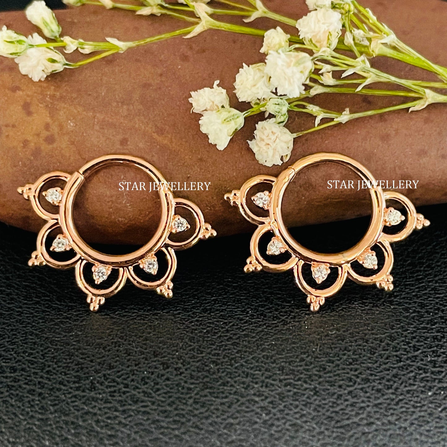925 Sterling Silver Diamond Curve Shape Daith Clicker Piercing