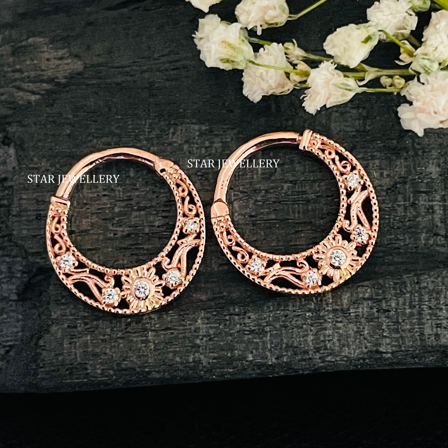 925 Sterling CZ Diamond Silver Septum Nose Ring