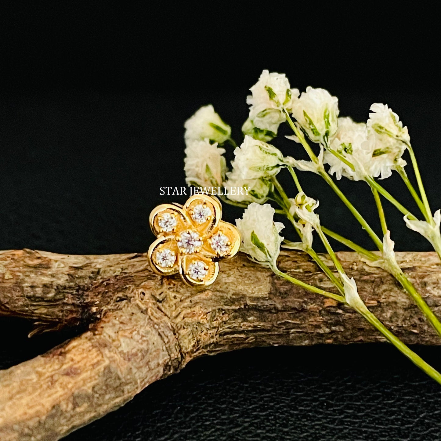 Solid Gold Diamond Cluster Ear & Nose Piercing