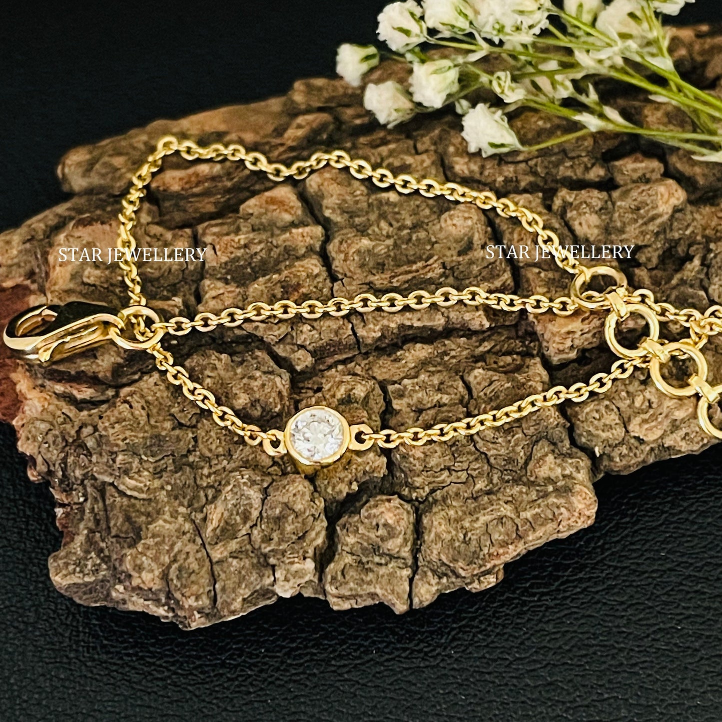 Bezel Set 0.50 Ct Lab Grown Diamond Solitaire Gold Necklace