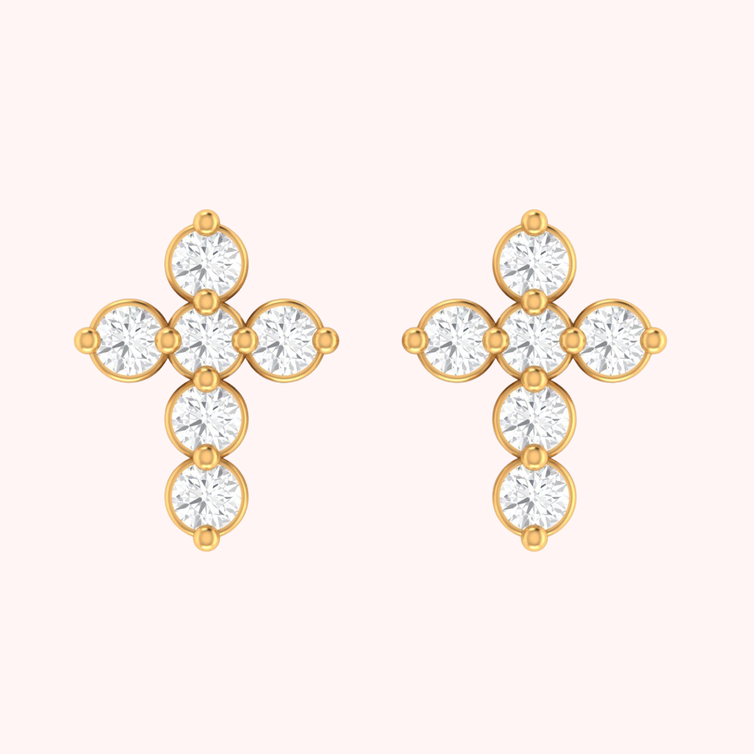 Genuine Diamond Cross Ear Piercing
