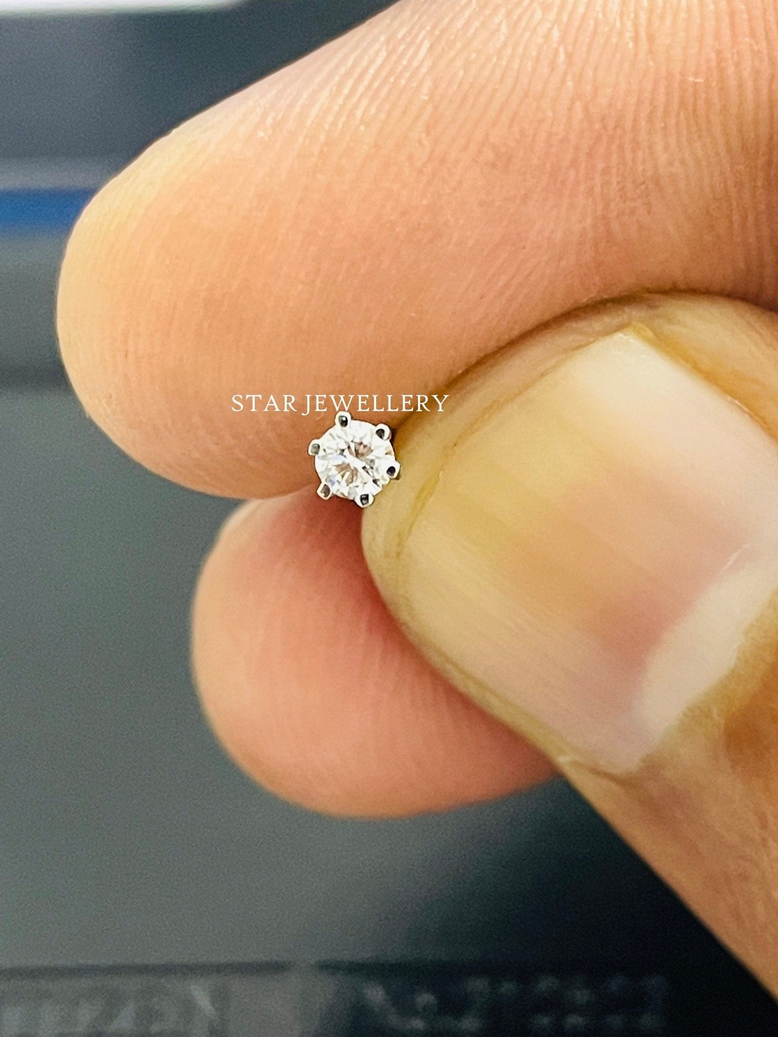 0.10 Ct Lab Grown Diamond Externally Threaded Flatback Stud - STAR JEWELRY