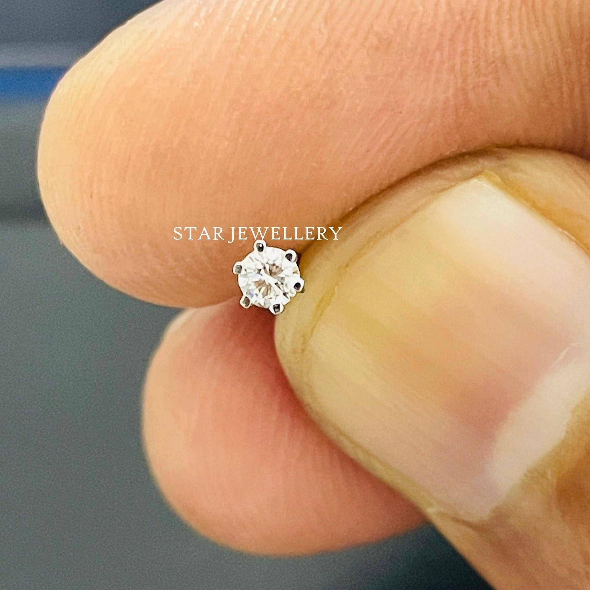 0.10 CT Natural Diamond Six Prong Setting Ear Stud - STAR JEWELRY