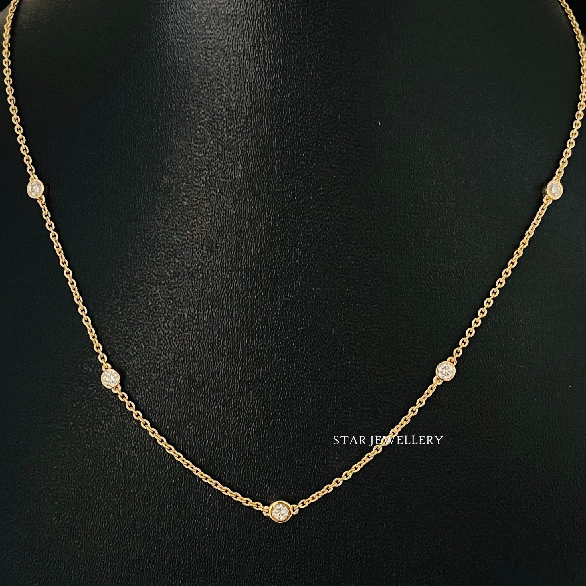 0.50 Ct Bezel Set Diamond Yard Necklace - STAR JEWELRY