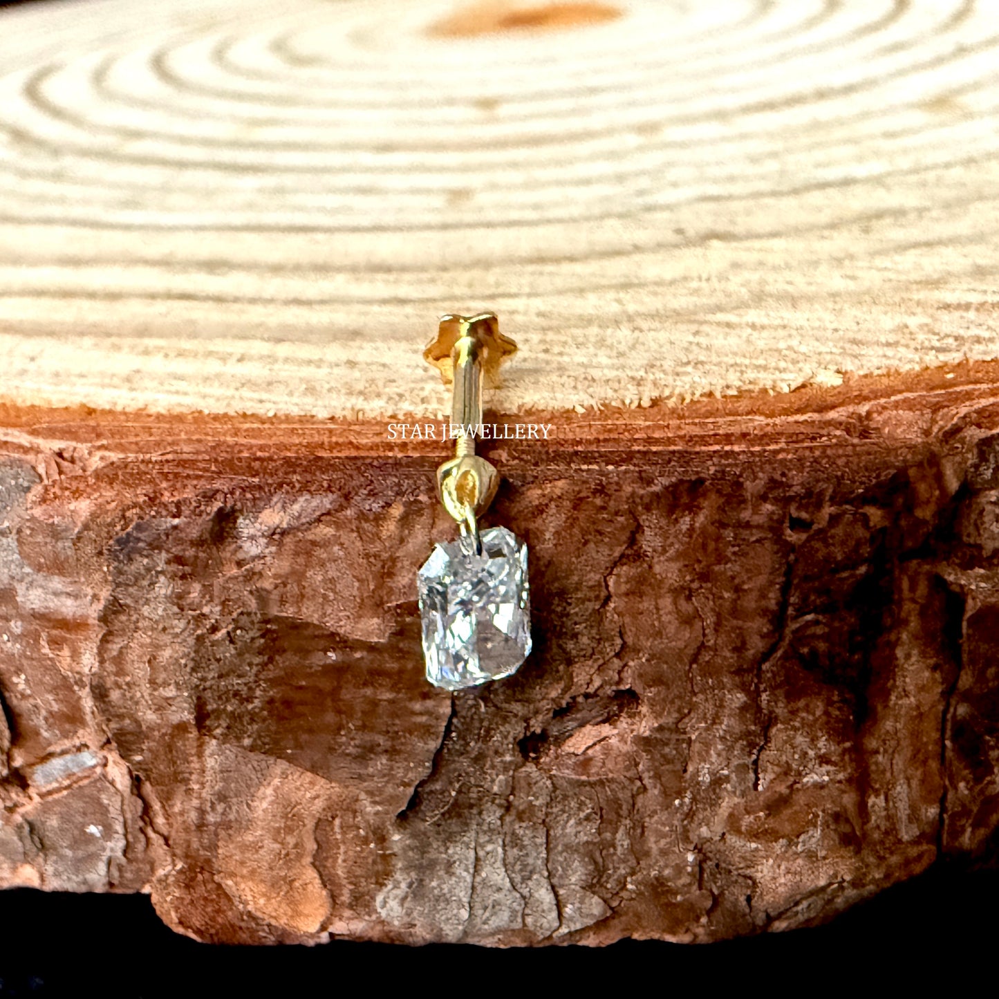 Floating Radiant Diamond Stud Earring