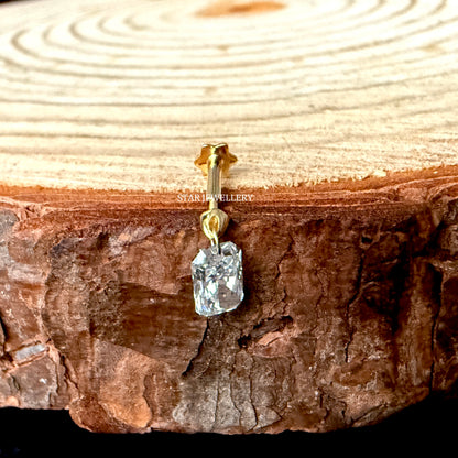 Floating Radiant Diamond Stud Earring