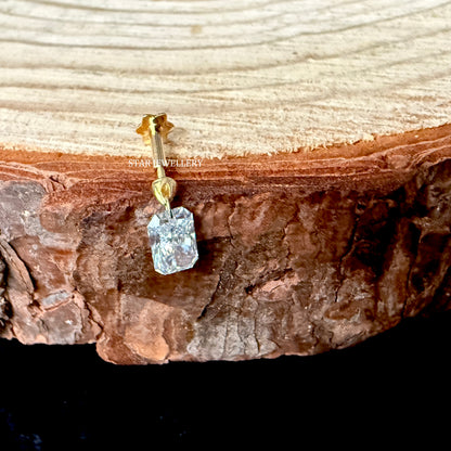 Floating Radiant Diamond Stud Earring