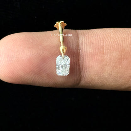 Floating Radiant Diamond Stud Earring