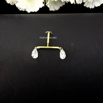 14K Gold Double Pear Lab Diamond Drape Earring