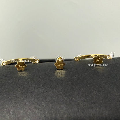 14K Gold Double Pear Lab Diamond Drape Earring