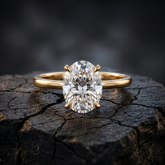 3.0 Ct Oval Solitaire CVD Lab Grown Diamond Engagement Ring